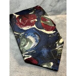 Windridge Men's Abstract Print Silk Necktie Blue Red Green